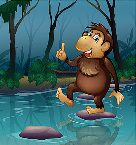 池塘里的猴子图片