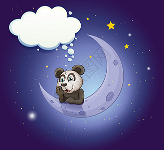 一只熊猫想着在月亮时 空无一物的呼唤图片