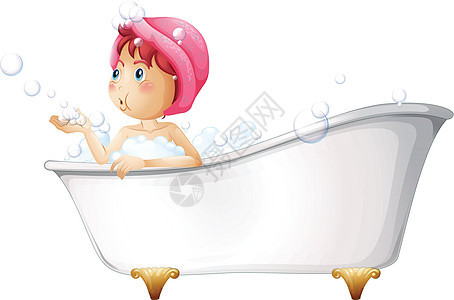 一个在浴缸的年轻女士图片