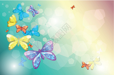 在一份特别报纸上的多彩的蝴蝶背景图片
