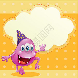 一个披着紫帽子的蜜蜂怪兽 正在庆祝图片