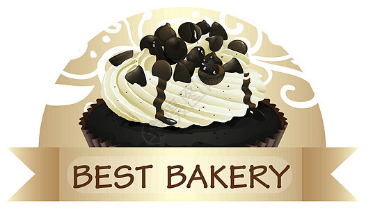 最好的面包店标签和巧克力蛋糕蛋糕图片