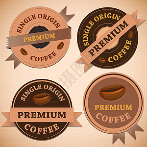 一套古老的咖啡复古徽章图片