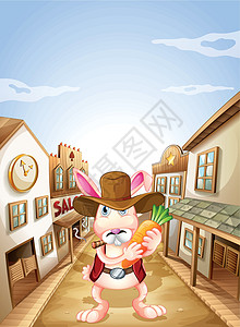 兔子和胡萝卜天空阴影走道邻里沙龙商业村庄街道食物动物图片