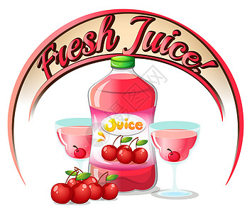 配樱桃的新鲜果汁标签图片