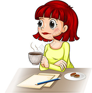 一个女商务人士在做报告时 喝茶喝茶图片