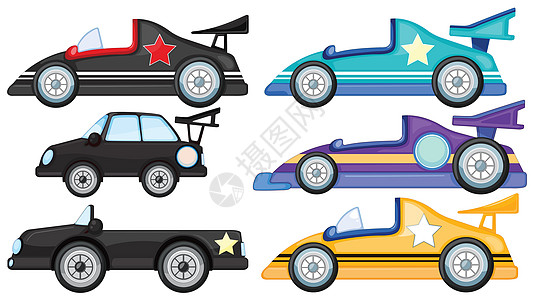 六种不同风格的玩具车图片