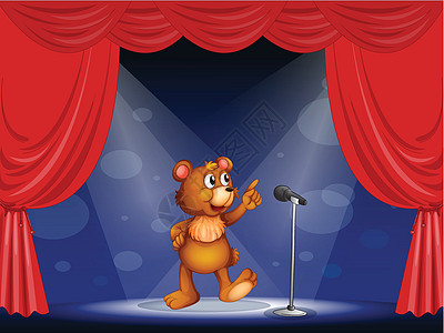 一头熊在舞台上表演图片