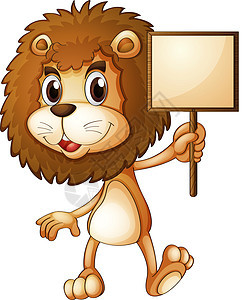 狮子拿着空标牌板图片