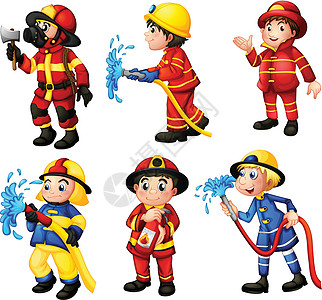 消防员水带卡通片服务帮助民众安全男孩们斧头救援男人图片