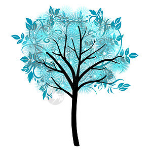 装饰蓝色树插图图片