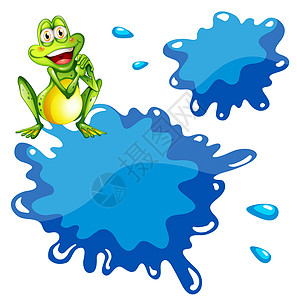 绿色青蛙和空蓝色模板图片