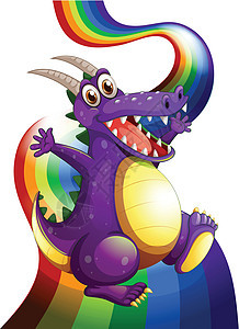 一个玩耍的紫罗兰龙和彩虹图片