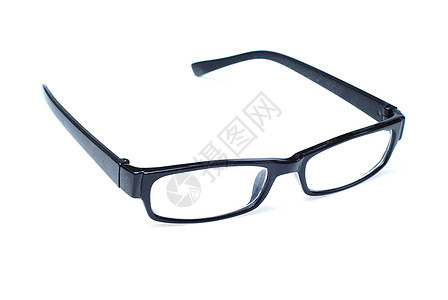 白色背景上的黑色黑墨镜手表零售考试光学框架塑料眼睛镜片验光医疗图片