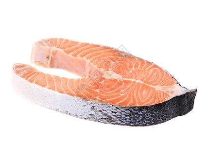 新鲜鲑鱼牛排白色鳟鱼鱼片营养工作室红色宏观牛扒产品美食图片