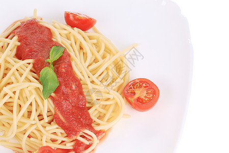意大利意面加番茄酱食物蔬菜烹饪厨房美食养分食谱菜单白色面条图片