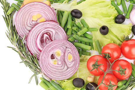新鲜蔬菜缝合迷迭香饮食桌子沙拉叶子用具厨房土豆胡椒食物图片