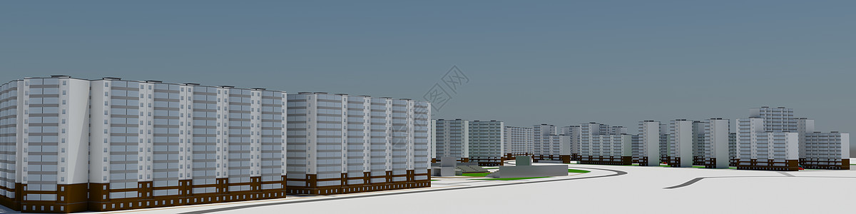 住宅区渲染插图立方体太阳建筑晴天街道住宅正方形天空图片