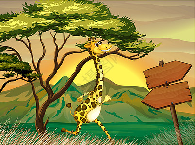 一只长颈鹿跟着木箭向导图片