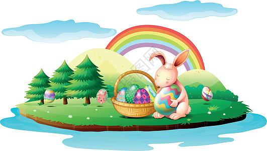 一个小岛 有兔子 和一篮子东洋鸡蛋图片