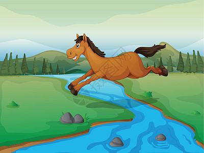 横渡河流的马匹图片