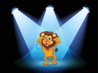 舞台中央的一只可怕的狮子图片