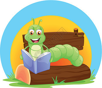 虫子看书指示牌评书昆虫阅读菜单动物小说广告招牌故事图片