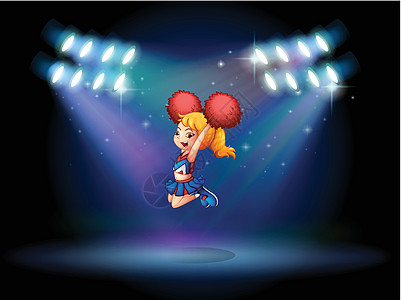 啦啦队员在舞台中间跳跳跃队长装饰女孩女士地面舞台剧风格布料窗帘亚麻图片