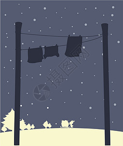 下雪时挂衣服图片