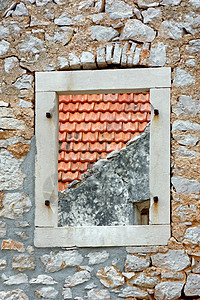 墙上的窗口窗扇建筑学房子玻璃建筑石头图片