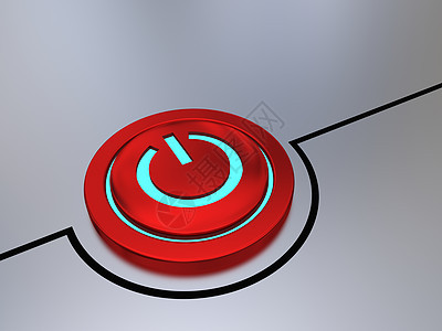 特写按钮圆圈电子产品活力金属辉光圆形红色开关插图控制图片