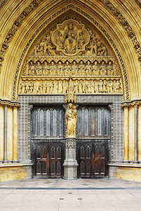 西敏寺修道院入口建筑雕像首都历史性议会石头宗教历史地标房屋图片
