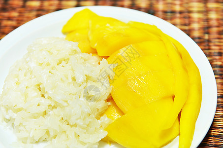 大米吃芒果饭牛奶果汁椰子营养叶子热带午餐食物水果奶油图片