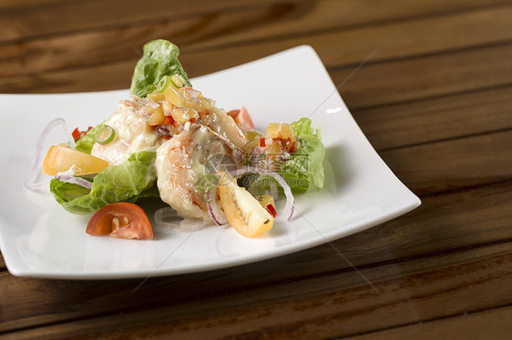 Cream 虾虾食物奶油盘子海鲜餐厅烹饪蔬菜沙拉午餐贝类图片