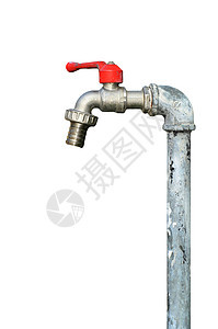 带有红色把手的水龙头金属乡村灌溉花园管子控制活力消防栓阀门流动图片