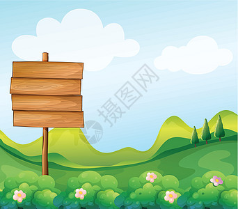 山上一个木制招牌板背景图片