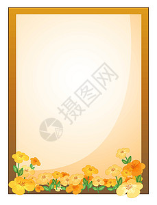 装有花朵的空空标牌海报框架边界招牌黄色季节菜单广告卡通片白色图片