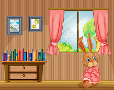家里有只小兔子在寒冷的屋子里图片