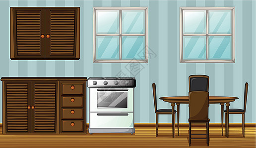 房间里的家具座位抽屉玻璃窗户厨房椅子木头装饰桌子衣柜图片