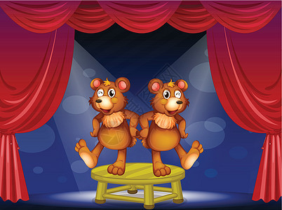 两只熊在表上方 舞台表演图片