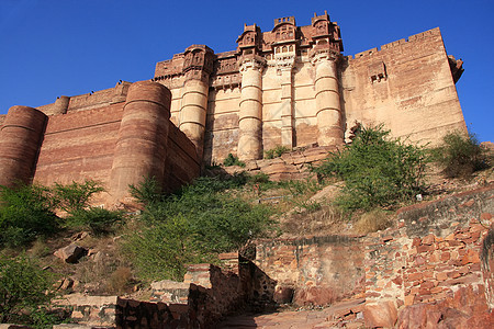 印度约德普尔历史建筑学房子爬坡旅行景观庭院堡垒纪念碑建筑图片