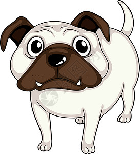 一只白色的斗牛犬牙齿宠物绘画小狗卡通片眼睛鼻子尾巴动物剪贴图片