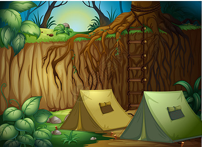 在森林中露营的帐篷图片