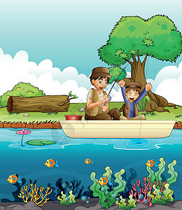 两个男人钓鱼杂草池塘食品天空珊瑚礁风景动物海藻卡通片男性图片