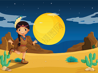 沙漠中一个年轻的印度女孩图片