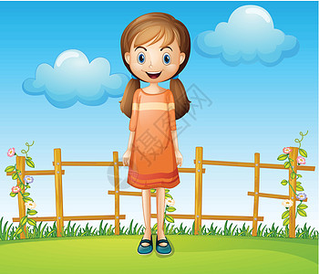 一个小女人站在木篱旁 站着一个小女人图片