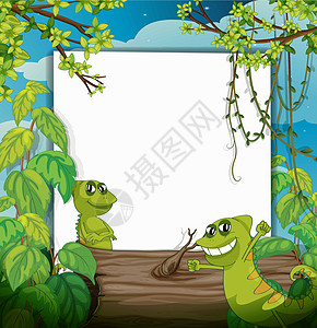 一个微笑的变色龙风景植物广告天空木头卡通片哺乳动物阴影灌木绘画图片