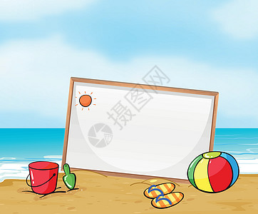 海滩上一个架设的招牌板图片