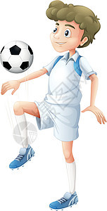 一个高高的男孩踢足球图片