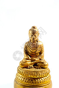 白色背景的 buddha 雕像旅行力量文化智慧沉思寺庙金子古董温泉雕塑图片